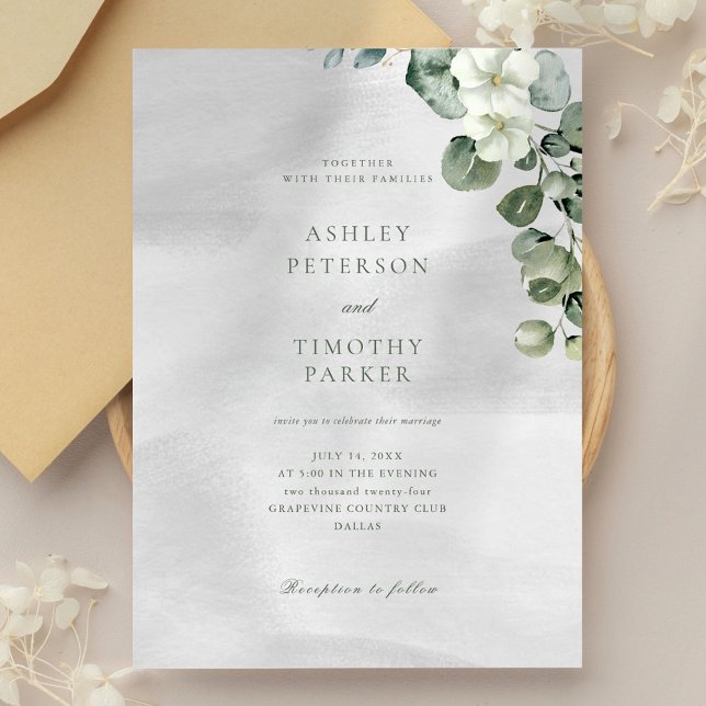 Invitación Eucalipto verde y Boda floral blanca (Subido por el creador)