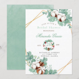Invitación Eucalipto verde y ducha mareal de algodón