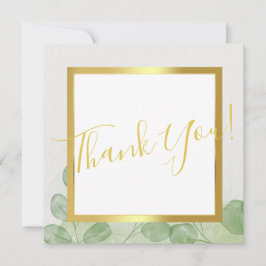 Invitación Eucalipto verde y oro Gracias Cartas