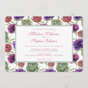 Invitación Eucalipto y anémona - boda de la acuarela el  