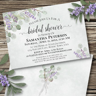 Invitación Eucalipto y Lavanda Elegante Ducha Bridal