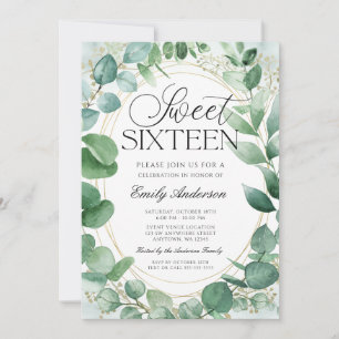 Invitación Eucaliptos de color de agua moderna dulce 16
