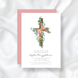 Invitación Eucaliptos rosas cruzan la cristiandad religiosa