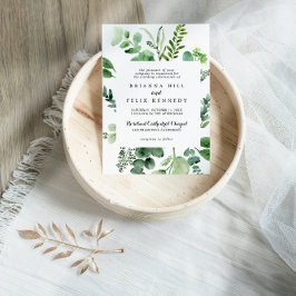 Invitación Eucaliptos verdes caligrafía Boda tradicional