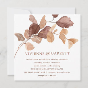 Invitación Eucaliptus Minimalista moderno del otoño deja Boda