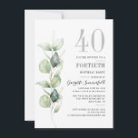 Invitación Eucalyptus 40.º Fiesta de cumpleaños<br><div class="desc">Crea tus propias invitaciones de cumpleaños fácilmente usando nuestra plantilla de Eucalyptus Greenery Watercolor con presupuesto haciendo clic en el botón "Personalizar". Perfecto para cualquier edad y fácilmente se puede reutilizar para otros eventos especiales al hacer clic en la "Herramienta de edición con diseño"</div>