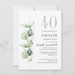 Invitación Eucalyptus 40.º Fiesta de cumpleaños