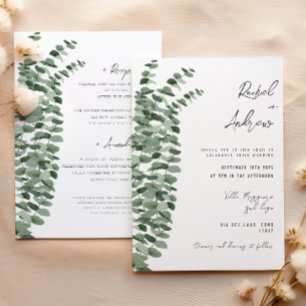 Invitación Eucalyptus acuarela Elegante detalles de boda