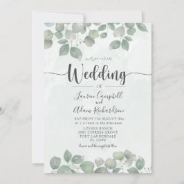 Invitación Eucalyptus acuarela Sage Green Boda
