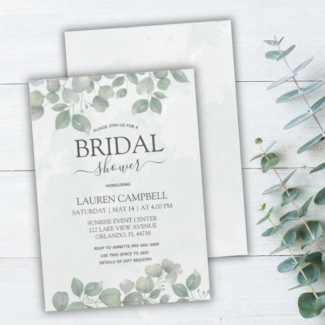 Invitación Eucalyptus acuarela Sage Green BRIDAL SHOWER (Subido por el creador)