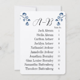 Invitación Eucalyptus Alphabetical Guest Table Chart Cards