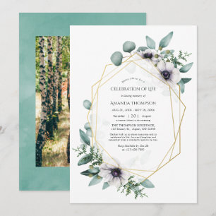 Invitación Eucalyptus Anemone Celebración Geométrica de la Vi