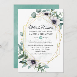 Invitación Eucalyptus Anemone Geometric Virtual Bridal Shower