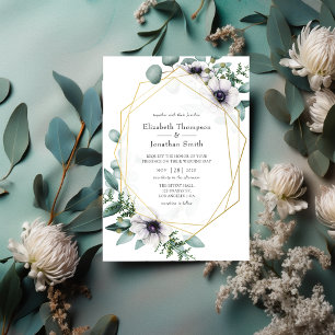 Invitación Eucalyptus Anemone Geométrico Boda