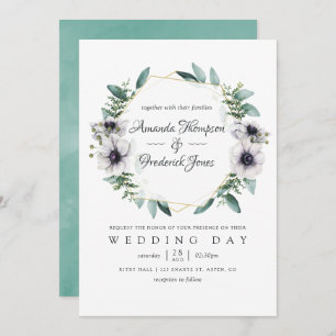 Invitación Eucalyptus Anemone Geométrico Boda