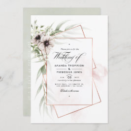 Invitación Eucalyptus Anemone Geométrico Boda