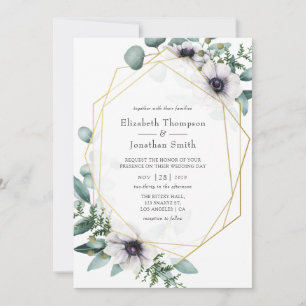 Invitación Eucalyptus Anemone Geométrico Boda