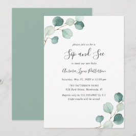 Invitación Eucalyptus Baby Elegant Sip y See