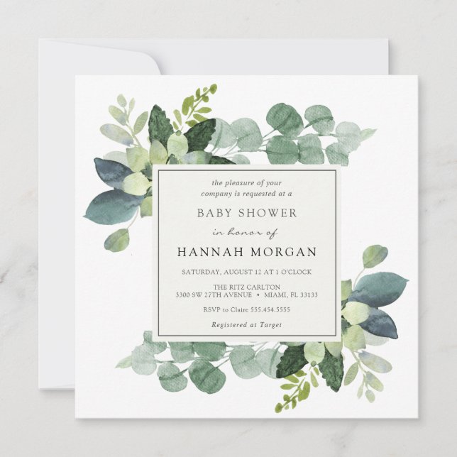 Invitación Eucalyptus Baby Shower (Anverso)