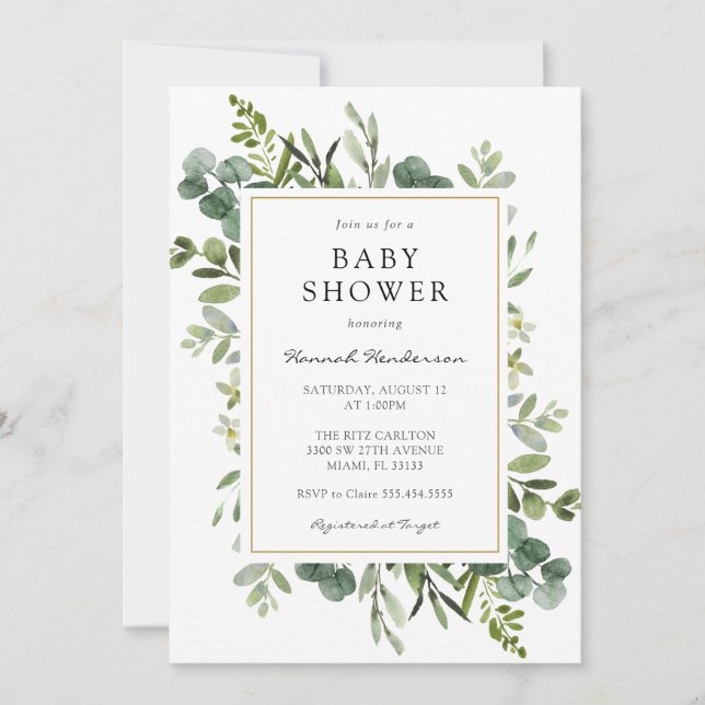 Invitación Eucalyptus Baby Shower (Anverso)