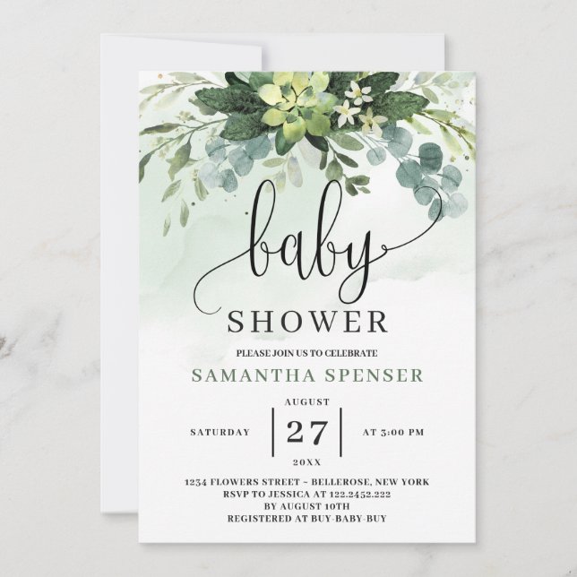 Invitación Eucalyptus Baby Shower (Anverso)