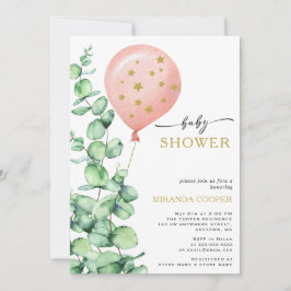 Invitación Eucalyptus Balloon Baby Girl Shower