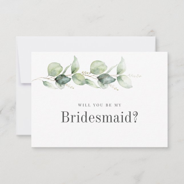 Invitación Eucalyptus Be My Bridesmaid Propuesta Card (Anverso)