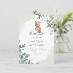Invitación Eucalyptus Bear Baby Shower moderno