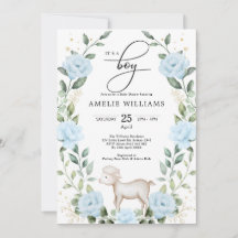 Eucalyptus Blue Flower Lamb Boy Baby Shower
