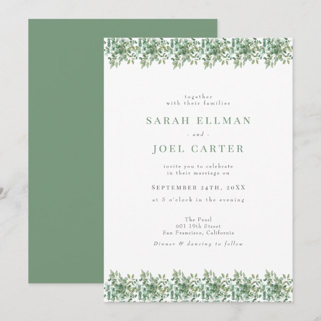 Invitación Eucalyptus Boda (Anverso / Reverso)
