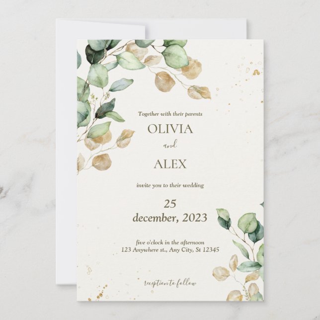 Invitación Eucalyptus boda (Anverso)