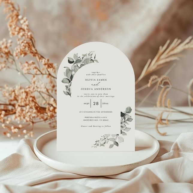 Invitación Eucalyptus boda botánico elegante foto simple (Subido por el creador)