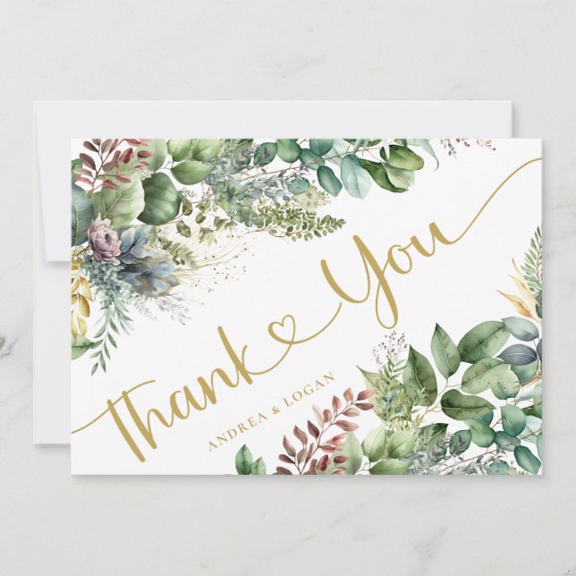 Invitación Eucalyptus Boda Botánico Gracias Cartas (Anverso)