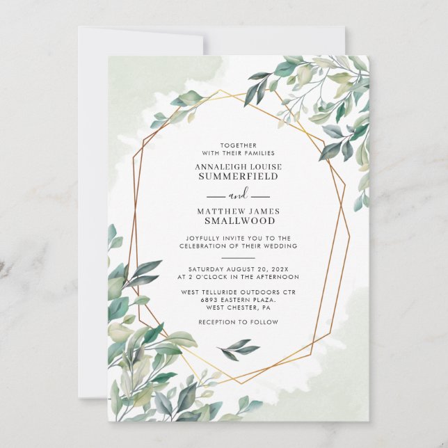 Invitación Eucalyptus Boda Botánico Moderno (Anverso)