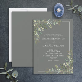 Invitación Eucalyptus Boda de escritura verde salchicha botán