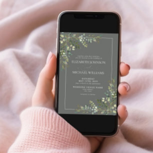 Invitación Eucalyptus Boda de foto verde en salvia botánica