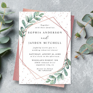 Invitación Eucalyptus Boda Geométrica Ensayo Cena