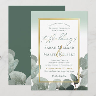 Invitación Eucalyptus boda polvoriento boda de la vegetación