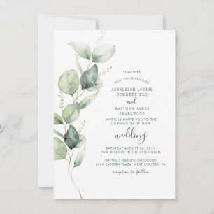 Invitación Eucalyptus Boda verde salvia botánica