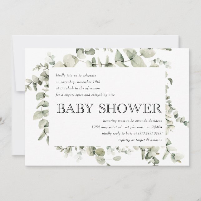 Invitación Eucalyptus Boho Rainbow Gender Neutral Baby Shower (Anverso)