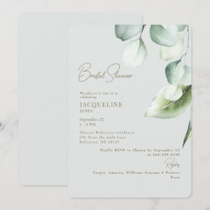 Invitación Eucalyptus Botanage Sage Elegant Bridal Shower