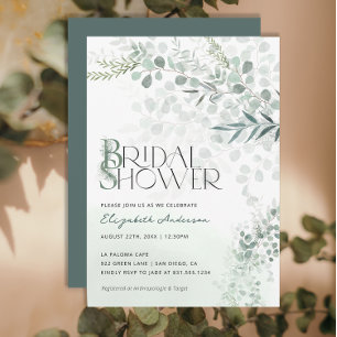Invitación Eucalyptus Botanical Bridal Shower QR Code