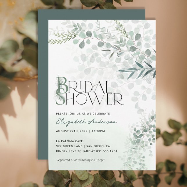 Invitación Eucalyptus Botanical Bridal Shower QR Code (Subido por el creador)