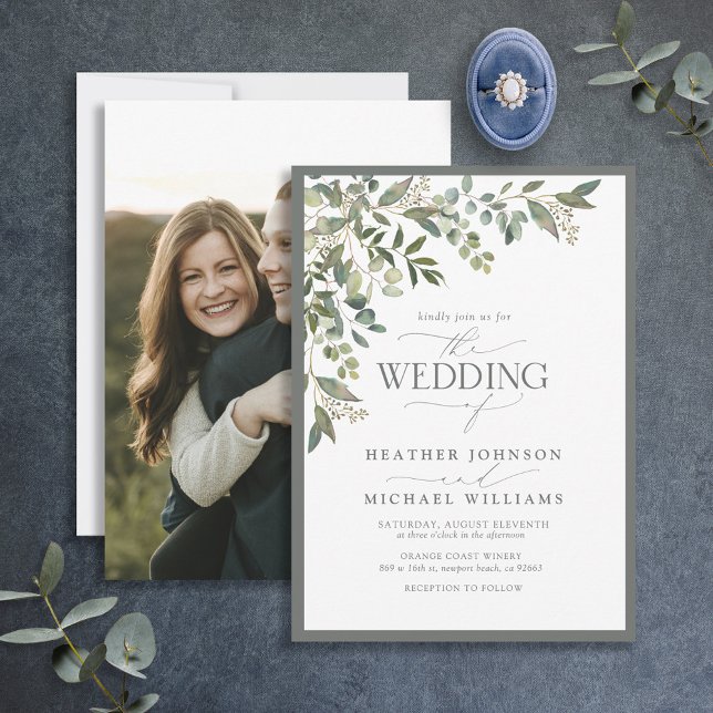 Invitación Eucalyptus Botanical Floral Watercolor Photo (Subido por el creador)