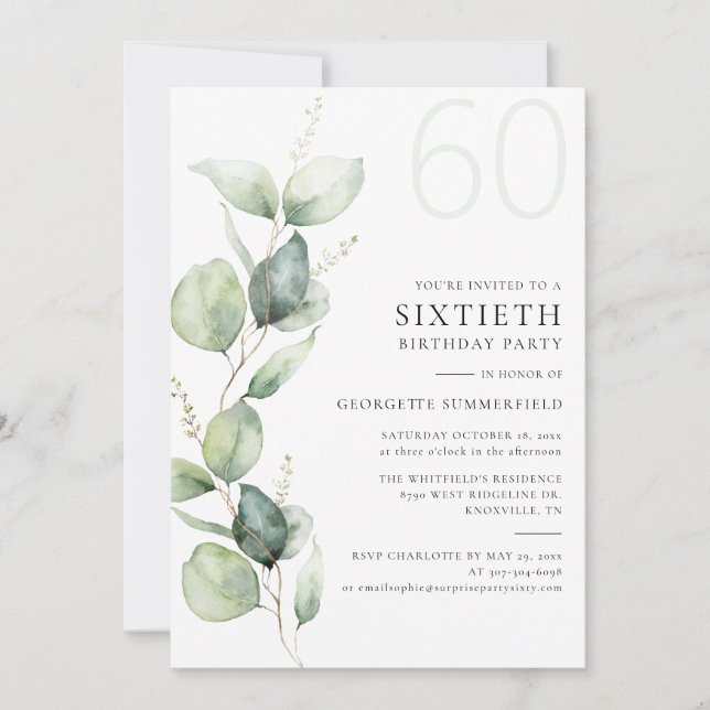 Invitación Eucalyptus Botanical Mom (Anverso)
