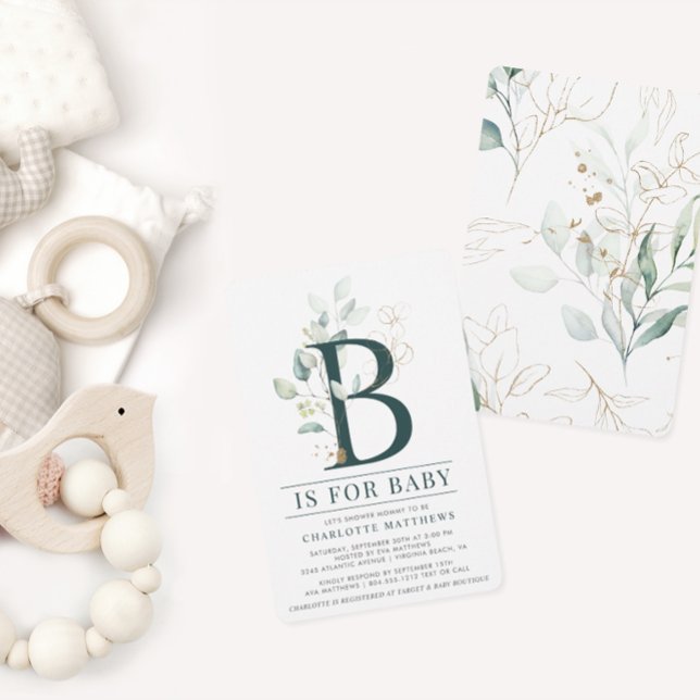 Invitación Eucalyptus Botanical Watercolor Baby Shower (Subido por el creador)