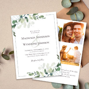 Invitación Eucalyptus Botanicals QR Código Boda fotográfico