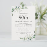 Invitación Eucalyptus Botánico 90th Birthday Party<br><div class="desc">Invitar a amigos y familiares a la celebración del cumpleaños con este diseño moderno.</div>