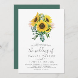 Invitación Eucalyptus Bouquet Boda Rústico del Girasol