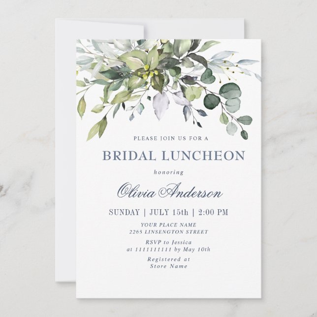 Invitación Eucalyptus BRIDAL LUNCHEON (Anverso)